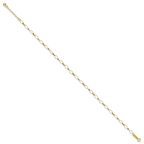 14k Two-tone Twisted Links and Mirror Beads 9 inch Plus 1 inch Extender - Total 10 inch Anklet - Sophia Jewelers