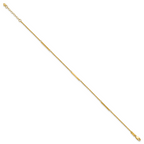 14k Cable Chain and Bar 3-Station 9 inch Plus 1 inch Extender - Total 10 inch Anklet - Sophia Jewelers