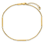 14k Cable Chain and Bar 3-Station 9 inch Plus 1 inch Extender - Total 10 inch Anklet - Sophia Jewelers
