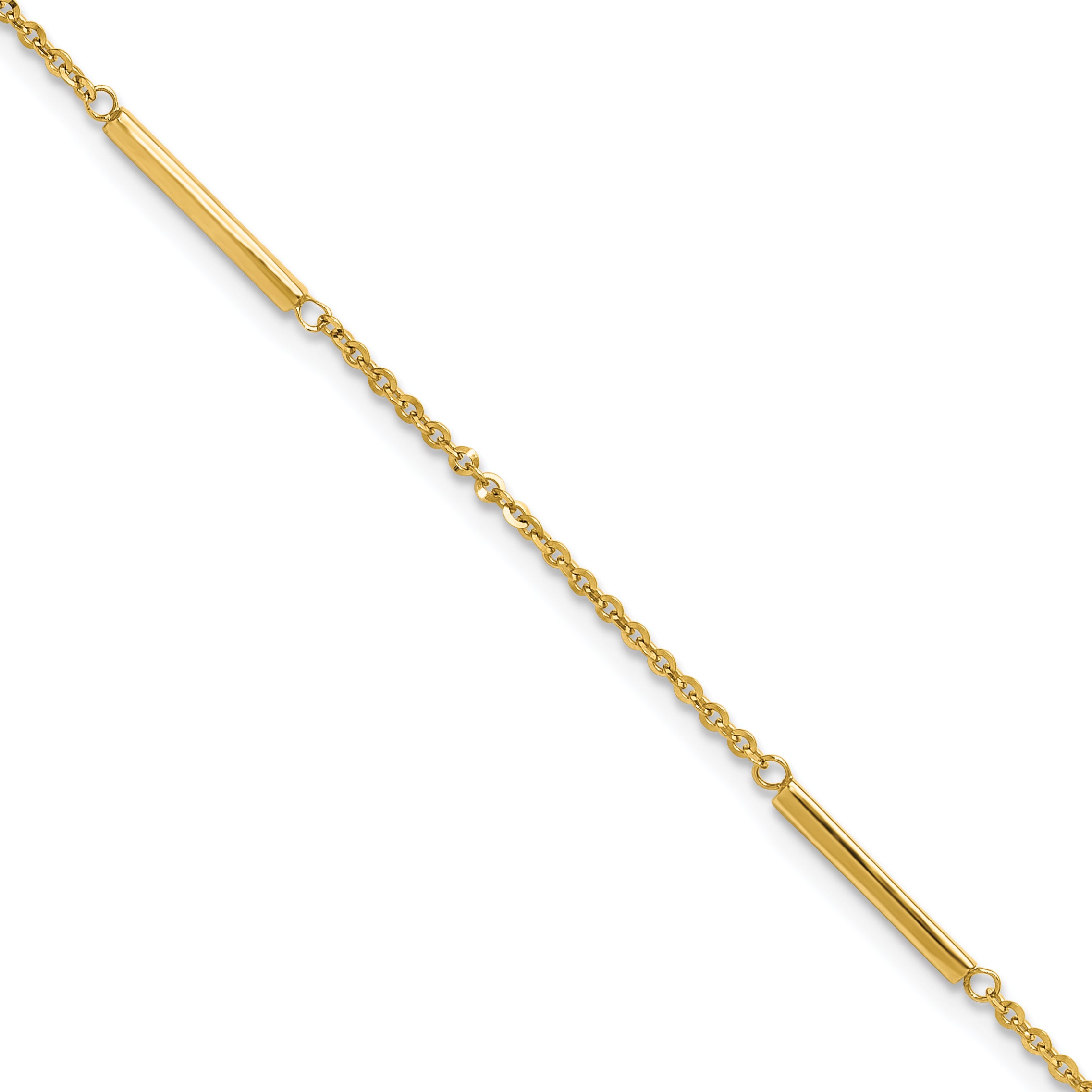 14k Cable Chain and Bar 3-Station 9 inch Plus 1 inch Extender - Total 10 inch Anklet - Sophia Jewelers Main image