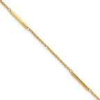 14k Cable Chain and Bar 3-Station 9 inch Plus 1 inch Extender - Total 10 inch Anklet - Sophia Jewelers