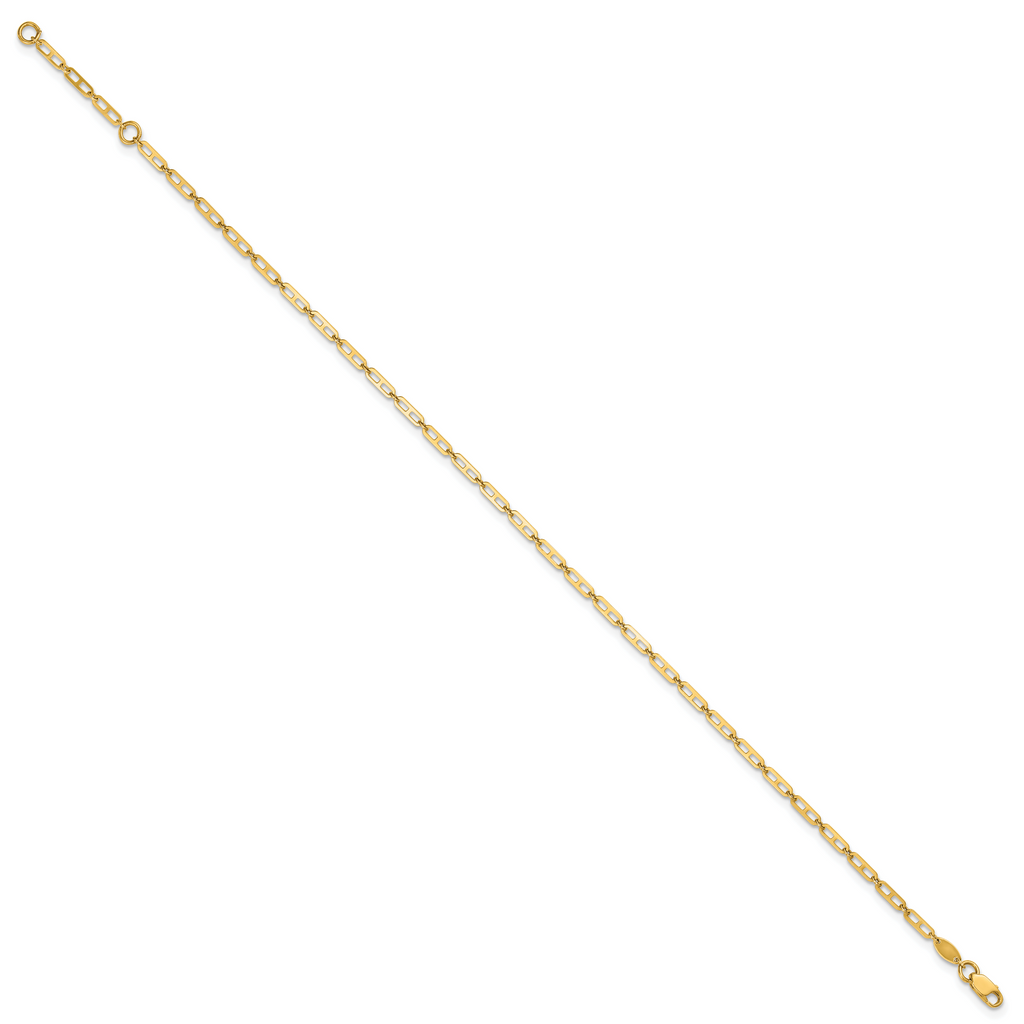 14k Polished Anchor Link 9 inch Plus 1 inch Extender - Total 10 inch Anklet - Sophia Jewelers