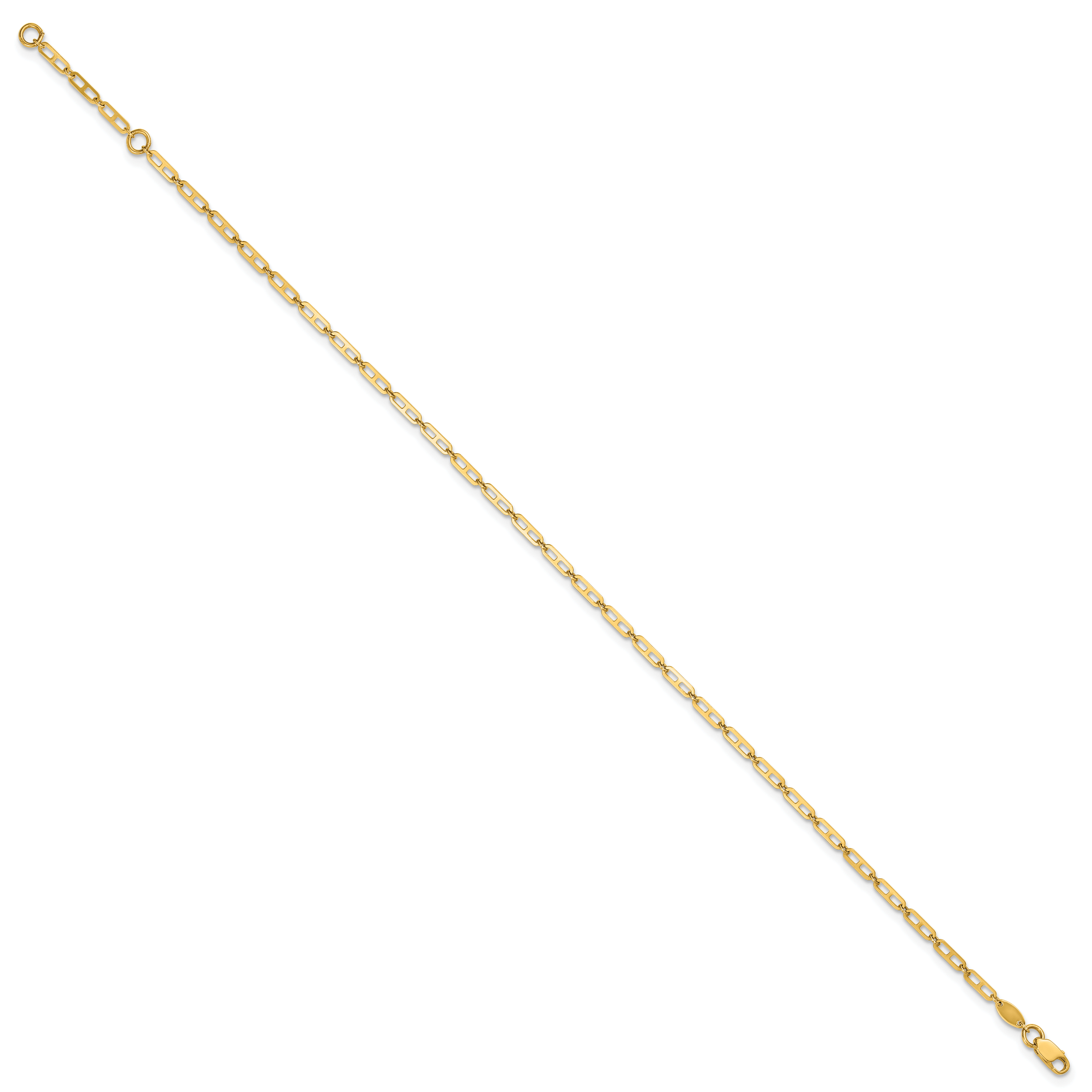 14k Polished Anchor Link 9 inch Plus 1 inch Extender - Total 10 inch Anklet - Sophia Jewelers