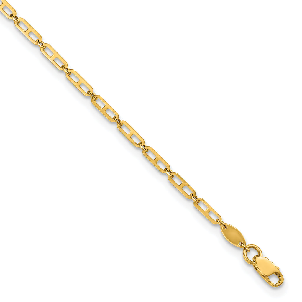 14k Polished Anchor Link 9 inch Plus 1 inch Extender - Total 10 inch Anklet - Sophia Jewelers