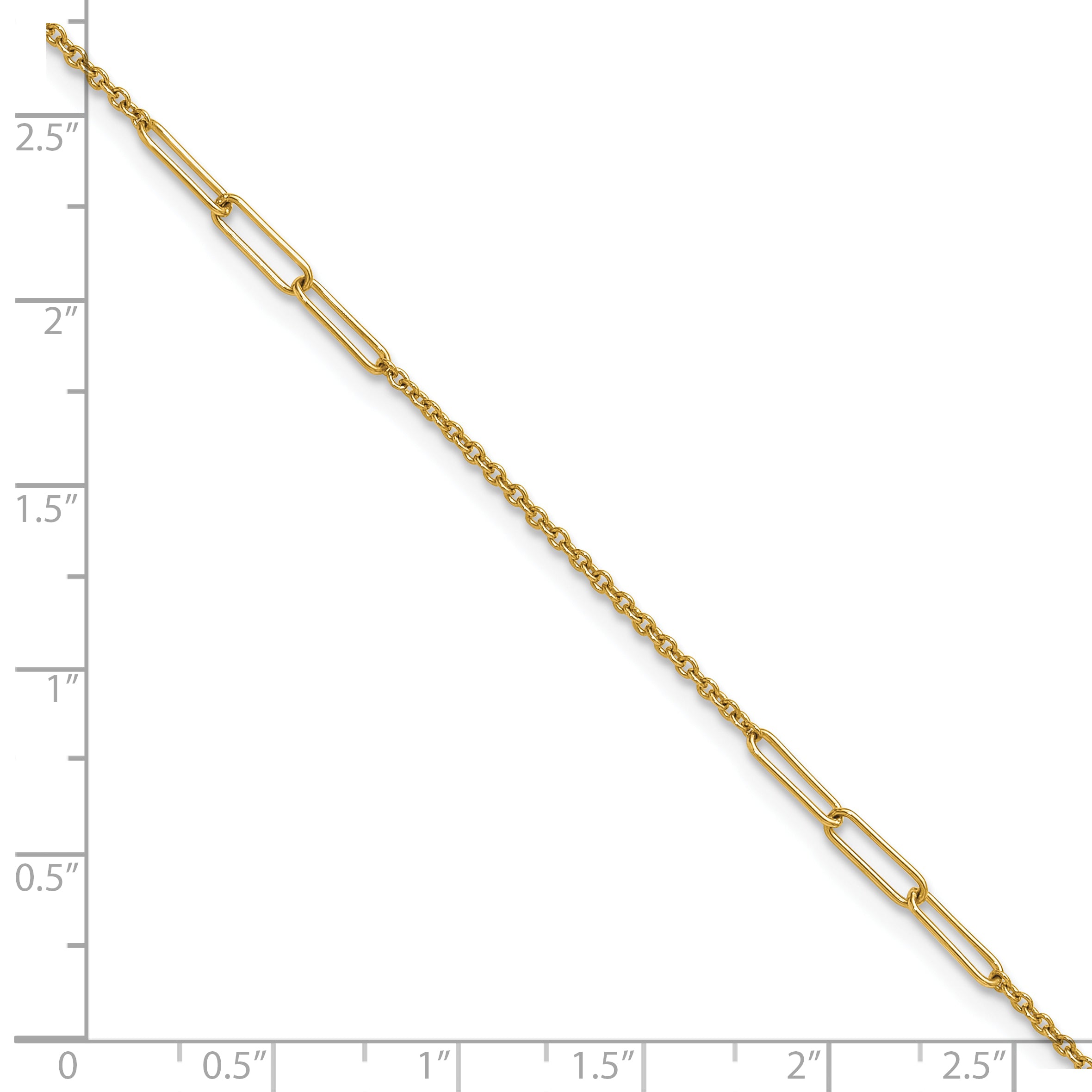 14k Polished Paper Clip and Cable Link 9 inch Plus 1 inch Extender - Total 10 inch Anklet - Sophia Jewelers