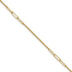 14k Polished Paper Clip and Cable Link 9 inch Plus 1 inch Extender - Total 10 inch Anklet - Sophia Jewelers