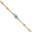 14k Diamond-cut Bead Stations Blue Glass Evil Eye 9 inch Plus 1 inch Extender - Total 10 inch Anklet - Sophia Jewelers