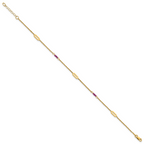 14k Polished Red Corundum Beads and Ovals 9 inch Plus 1 inch Extender - Total 10 inch Anklet - Sophia Jewelers