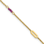 14k Polished Red Corundum Beads and Ovals 9 inch Plus 1 inch Extender - Total 10 inch Anklet - Sophia Jewelers