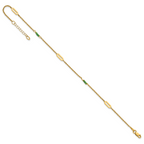 14k Polished Green Zircon Beads and Ovals 9 inch Plus 1 inch Extender - Total 10 inch Anklet - Sophia Jewelers