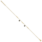 14K Polished Round Onyx Dangles and Bars 9 inch Plus 1 inch Extender - Total 10 inch Anklet - Sophia Jewelers