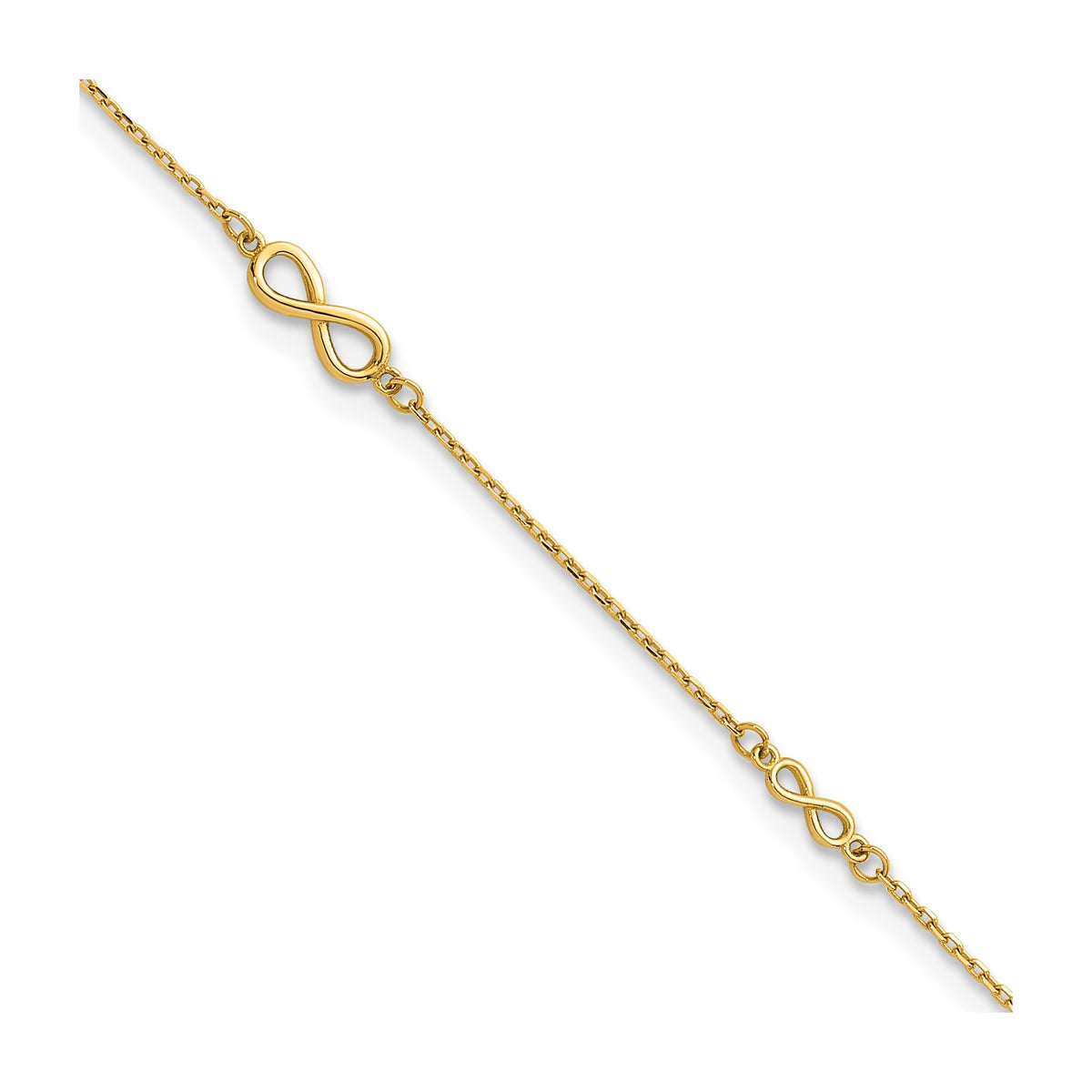 Infinity Anklet in 14K Yellow Gold with Extender, 9 Inch - Sophia Jewelers Main image