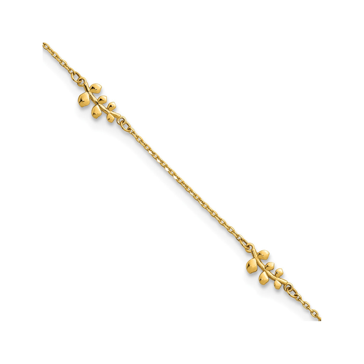 Five Station Flower Anklet in 14K Yellow Gold with Extender, 10 Inch - Sophia Jewelers