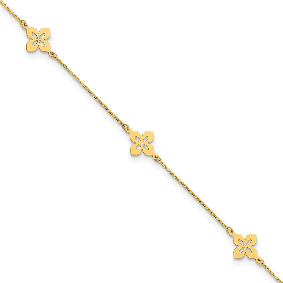 Flower Station Anklet in 14K Yellow Gold with Extender, 10 Inch - Sophia Jewelers Main image
