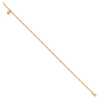 14k Figaro Link Chain with Dangling Puffed Heart 9 inch Anklet - Sophia Jewelers