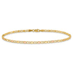 14k Polished and Satin Rose-plated X-and-Heart 10 inch Anklet - Sophia Jewelers