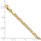 14k Polished and Satin Rose-plated X-and-Heart 10 inch Anklet - Sophia Jewelers