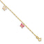 14k Pink and White Enameled Butterfly Dangles 9 inch Plus 1 inch Extender - Total 10 inch Anklet - Sophia Jewelers