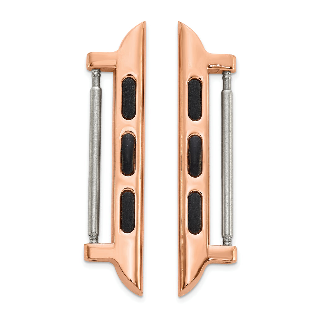 Set of Two 38mm Stainless Steel Rose IP-plated Apple Watch Adapter for 20mm Watch Band - Sophia Jewelers