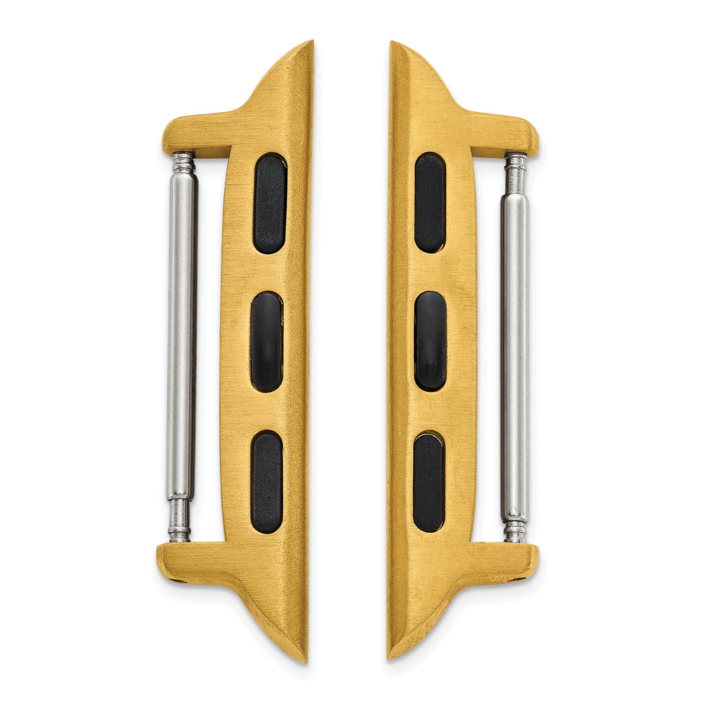 Set of Two 38mm Stainless Steel Yellow IP-plated Apple Watch Adapter for 20mm Watch Band - Sophia Jewelers