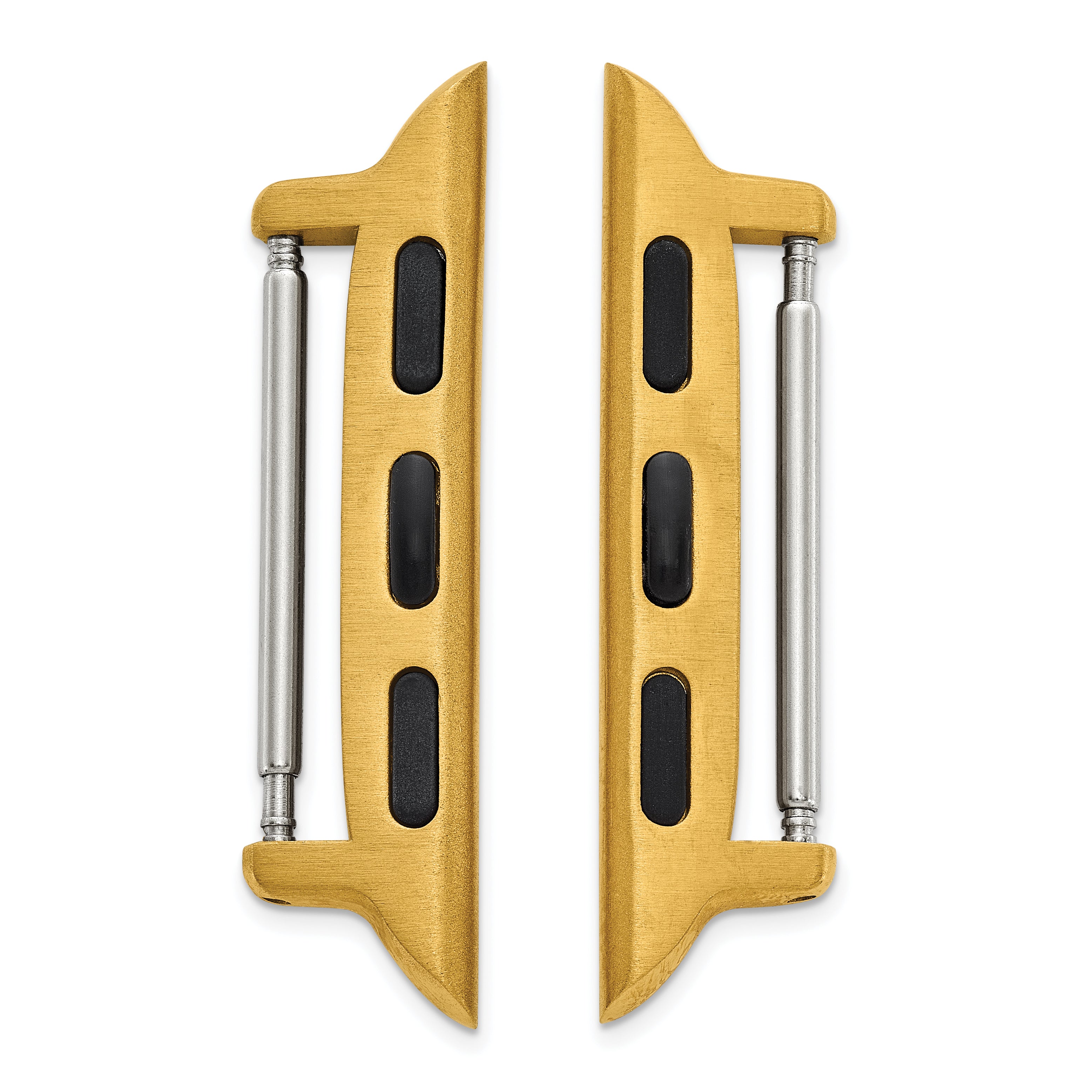 Set of Two 38mm Stainless Steel Yellow IP-plated Apple Watch Adapter for 20mm Watch Band - Sophia Jewelers