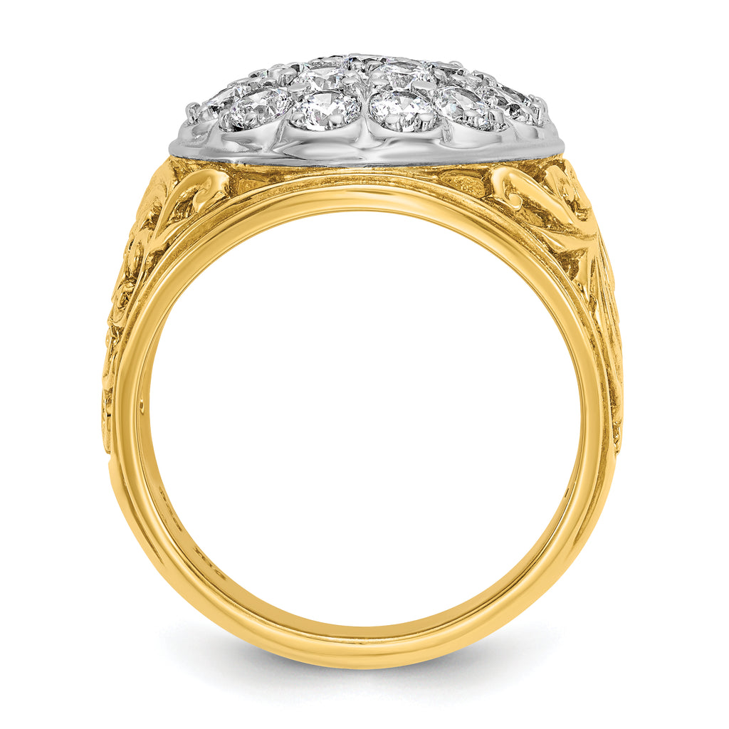 14k Two-tone Mens 3 carat Kentucky Cluster Ring Mounting, Mounting Only - Sophia Jewelers