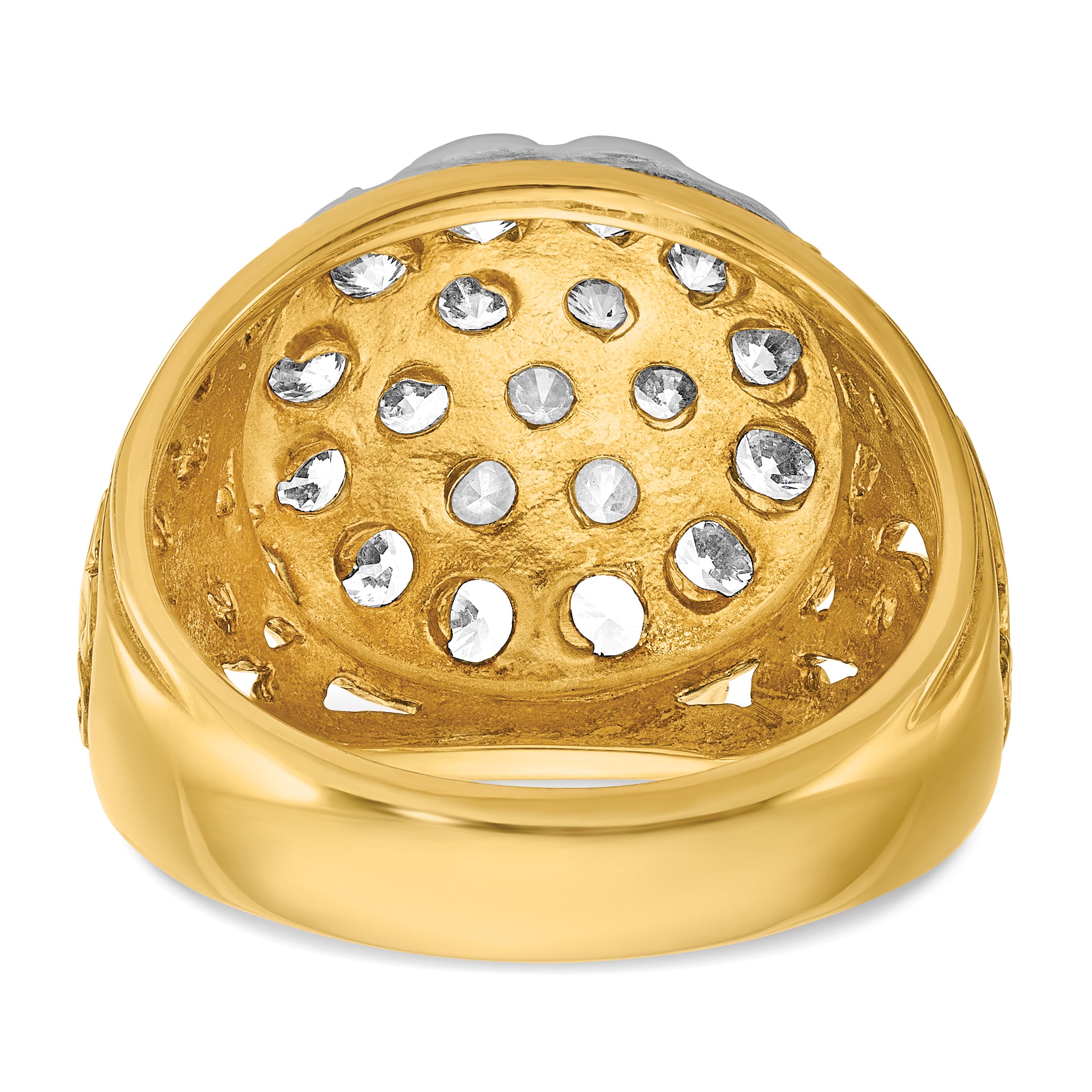 14k Two-tone Mens 2 carat Kentucky Cluster Ring Mounting, Mounting Only - Sophia Jewelers