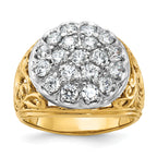 14k Two-tone Mens 2 carat Kentucky Cluster Ring Mounting, Mounting Only - Sophia Jewelers