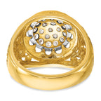 10k Two-tone Men's Polished Filigree 1 Carat AA Quality Diamond Round Cluster Ring Mounting (No Stones Included)