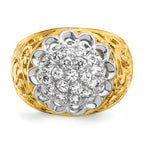 14k Two-tone Men's Polished Filigree 1 Carat AA Quality Diamond Round Cluster Ring Mounting, Mounting Only - Sophia Jewelers