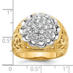 14k Two-tone Men's Polished Filigree Round Cluster Ring Mounting, Mounting Only - Sophia Jewelers