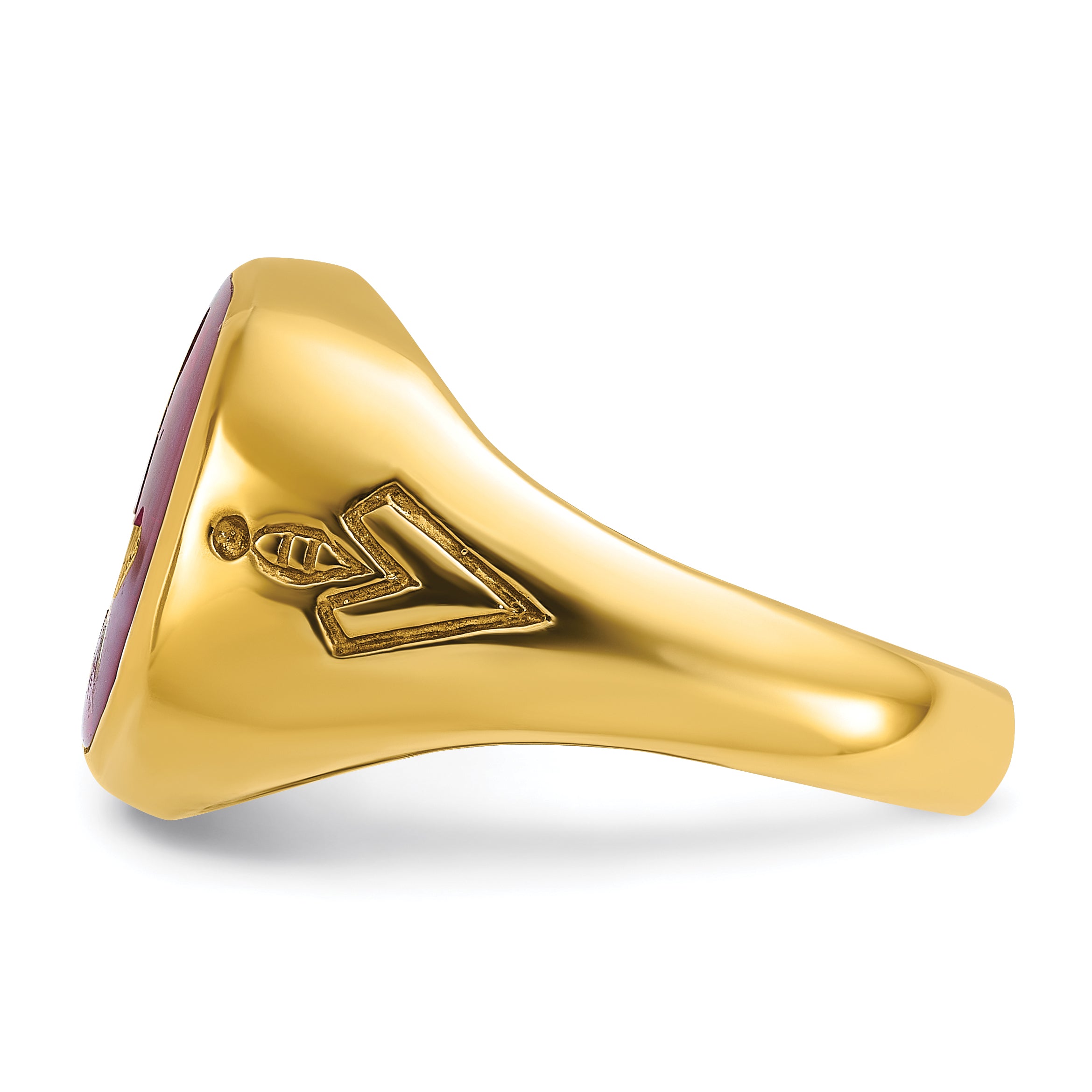14k Men's Polished and Grooved with Lab Created Ruby Blue Lodge Master Masonic Ring - Sophia Jewelers