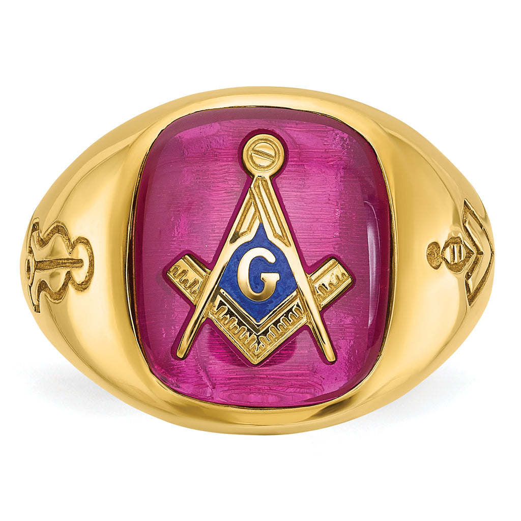 14k Men's Polished and Grooved Blue Lodge Master Masonic Ring Mounting, Mounting Only - Sophia Jewelers