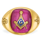 14k Men's Polished and Grooved Blue Lodge Master Masonic Ring Mounting, Mounting Only - Sophia Jewelers