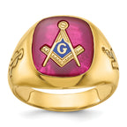 14k Men's Polished and Grooved Blue Lodge Master Masonic Ring Mounting, Mounting Only - Sophia Jewelers