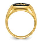 14k Men's Polished and Grooved with Onyx Blue Lodge Master Masonic Ring