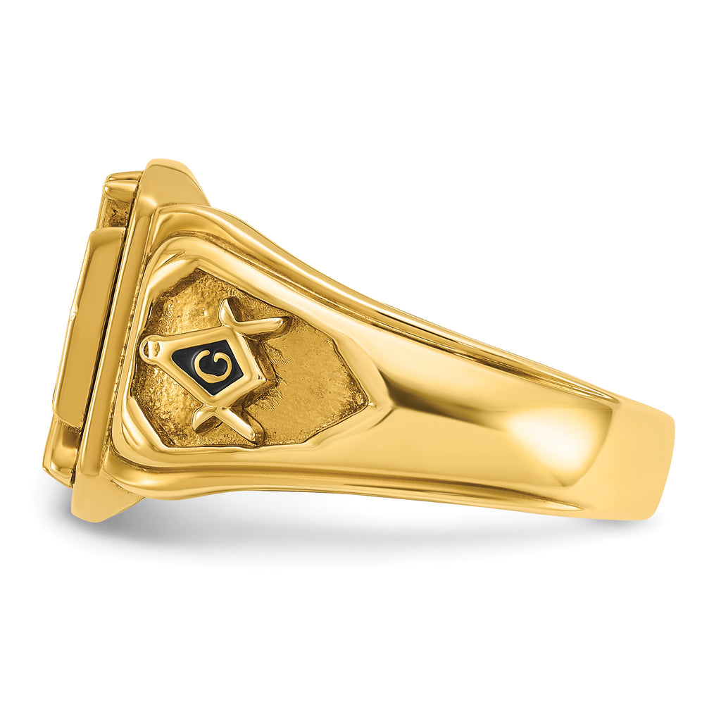 10k Men's Polished and Textured with Multi-color Enamel Knights Templar Masonic Ring