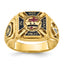 10k Men's Polished and Textured with Multi-color Enamel Knights Templar Masonic Ring