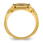 14k Men's Polished and Textured with Multi-color Enamel Knights Templar Masonic Ring