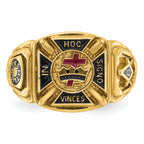 14k Men's Polished and Textured with Multi-color Enamel Knights Templar Masonic Ring