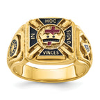 14k Men's Polished and Textured with Multi-color Enamel Knights Templar Masonic Ring