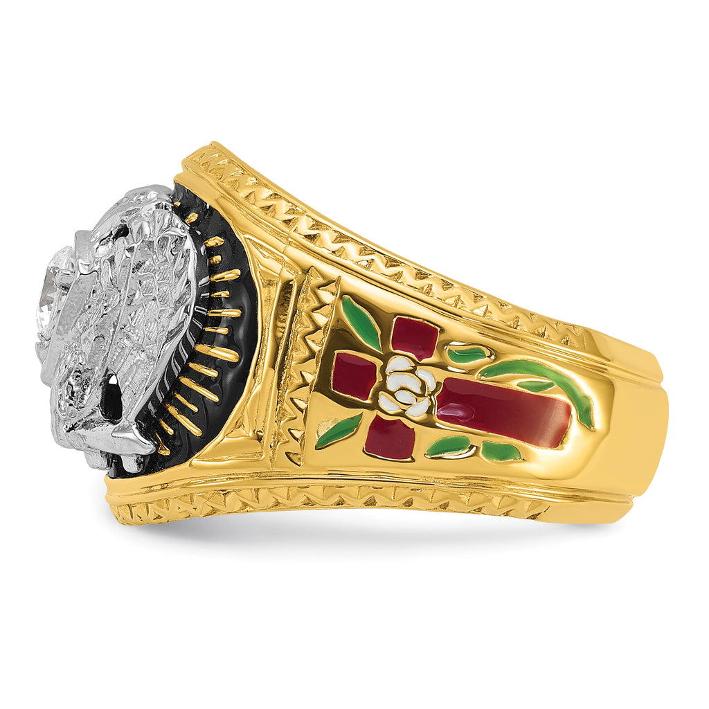 14k Two-tone Men's Polished and Textured 32nd Degree Scottish Rite Masonic Ring Mounting, Mounting Only - Sophia Jewelers