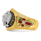 14k Two-tone Men's Polished and Textured 32nd Degree Scottish Rite Masonic Ring Mounting, Mounting Only - Sophia Jewelers