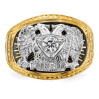 14k Two-tone Men's Polished and Textured with Multi-color Enamel and Diamond 32nd Degree Scottish Ri - Sophia Jewelers
