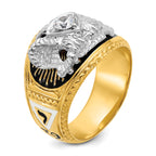 14k Two-tone Men's Polished and Textured with Multi-color Enamel and Diamond 32nd Degree Scottish Ri - Sophia Jewelers