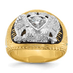 14k Two-tone Men's Polished and Textured 32nd Degree Scottish Rite Masonic Ring Mounting, Mounting Only - Sophia Jewelers