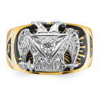 14k Two-tone Men's Polished and Textured 32nd Degree Scottish Rite Masonic Ring Mounting, Mounting Only - Sophia Jewelers