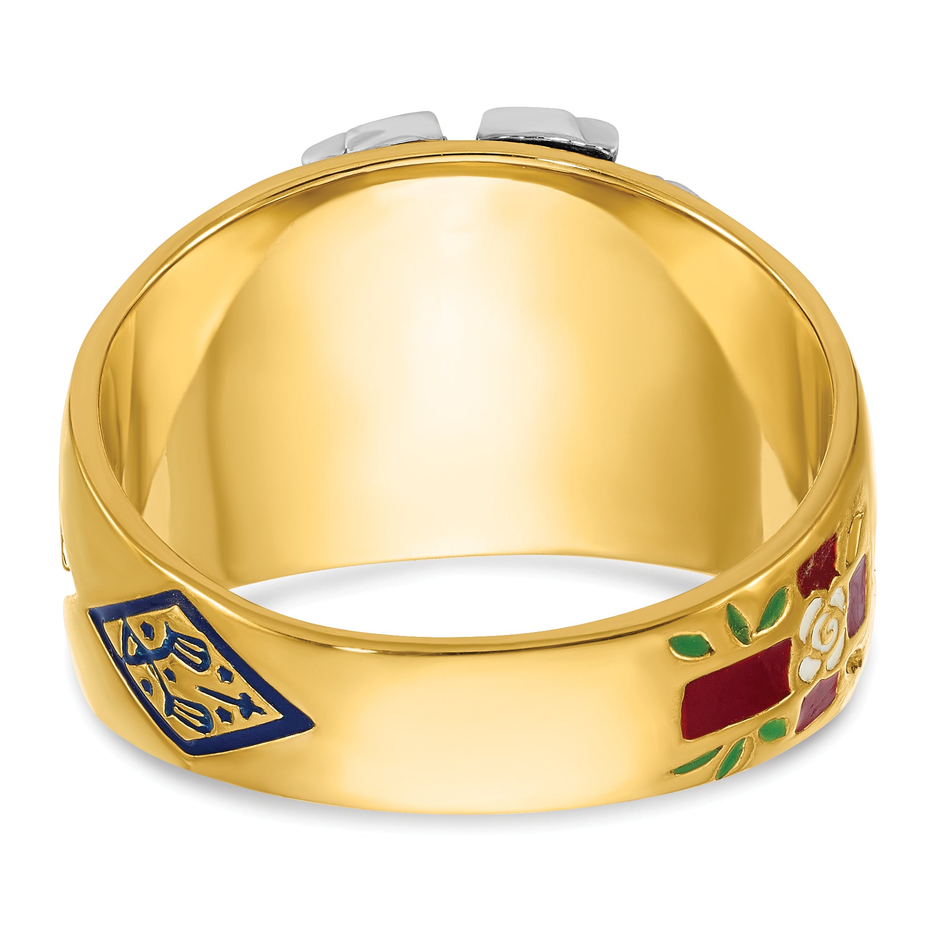 14k Two-tone Men's Polished and Textured 32nd Degree Scottish Rite Masonic Ring Mounting, Mounting Only - Sophia Jewelers