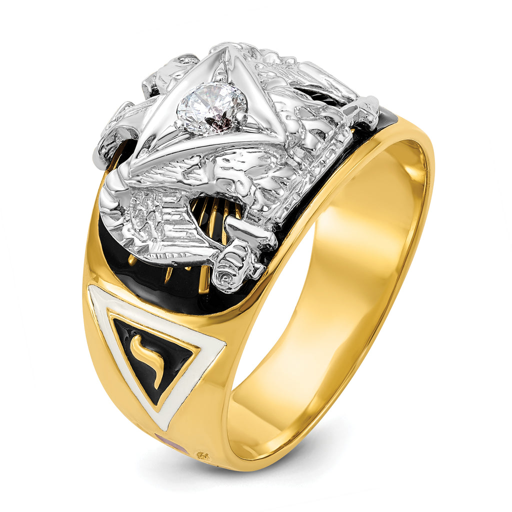 14k Two-tone Men's Polished and Textured 32nd Degree Scottish Rite Masonic Ring Mounting, Mounting Only - Sophia Jewelers