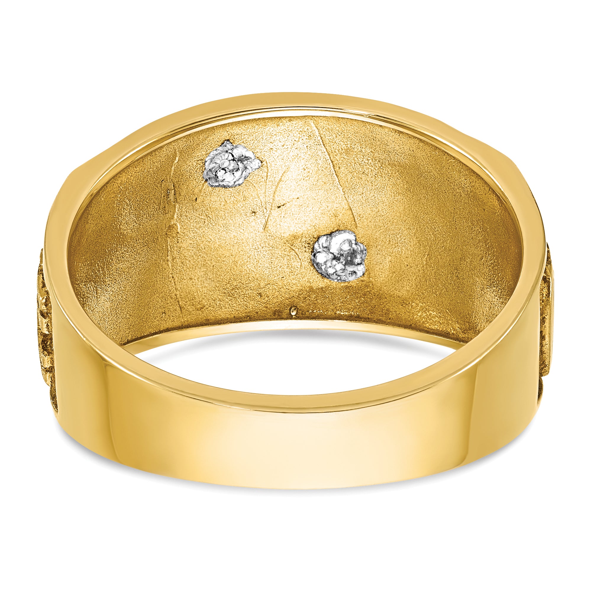 10k Two-tone Men's Polished and Textured with Multi-color Enamel Masonic Shriner's Ring